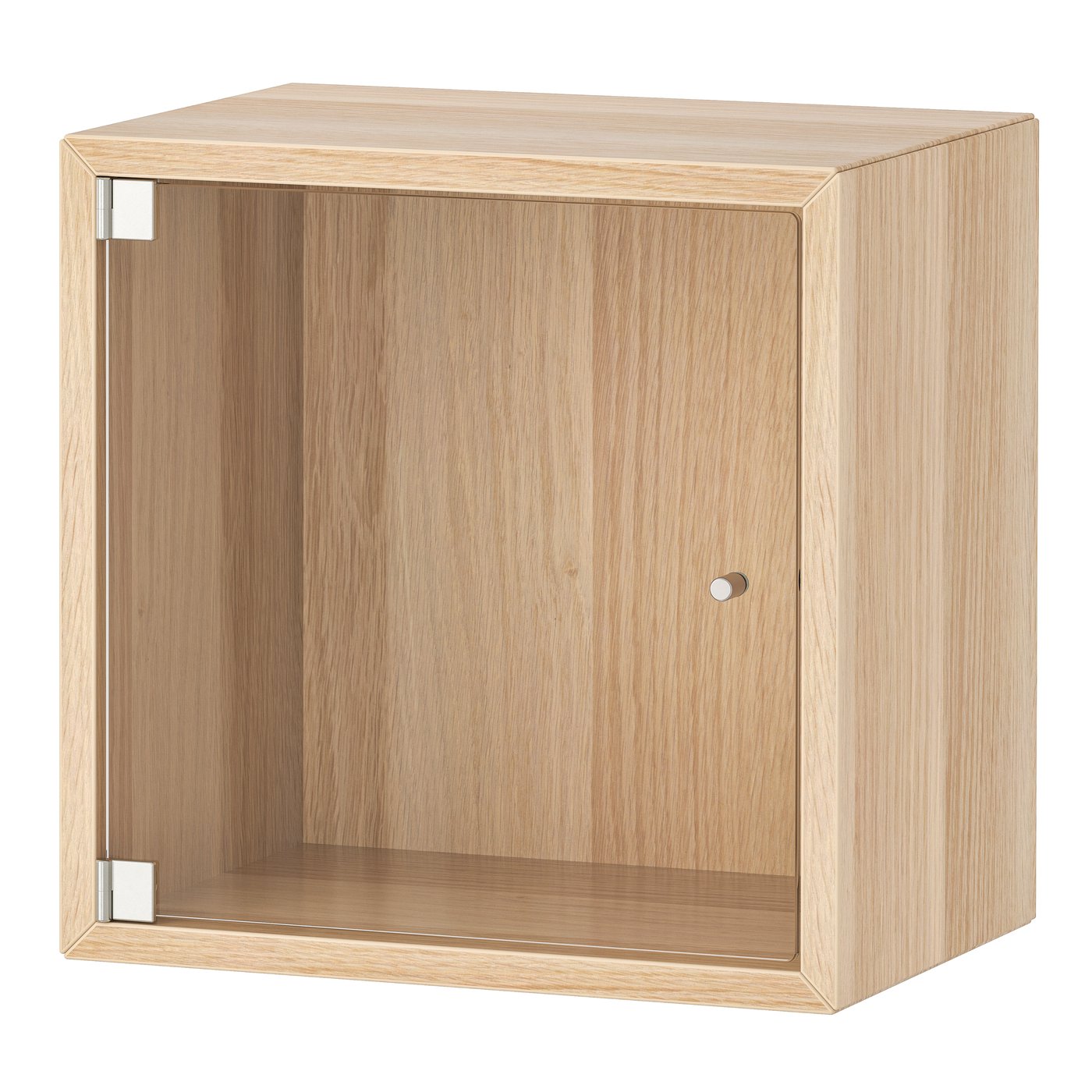 IKEA - EKET seinäkaappi + vitriiniovi, vaaleaksi petsattu tammikuvio