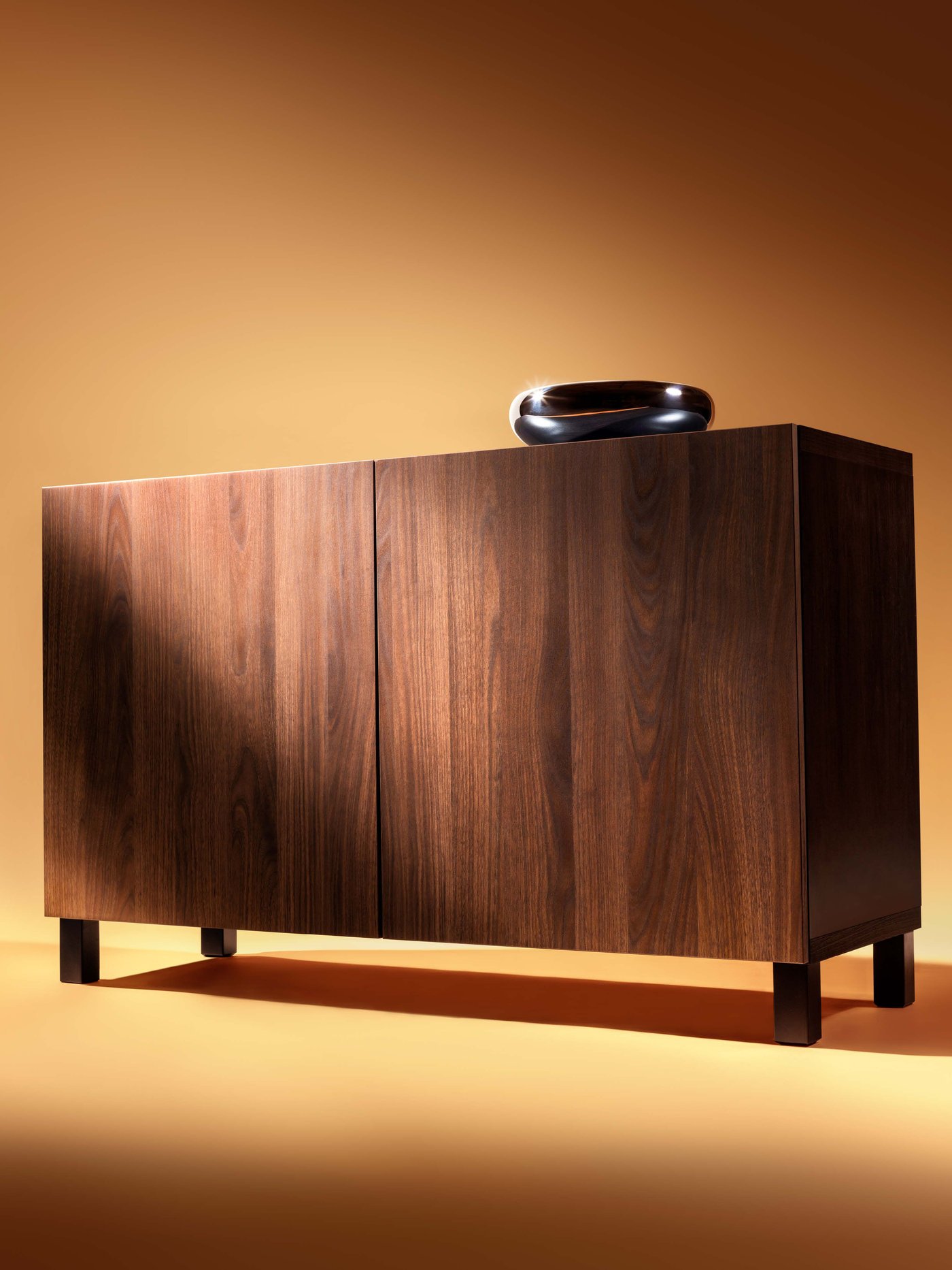 A black-brown Lappviken/Stubbarp/brown walnut effect BESTÅ storage combination with doors