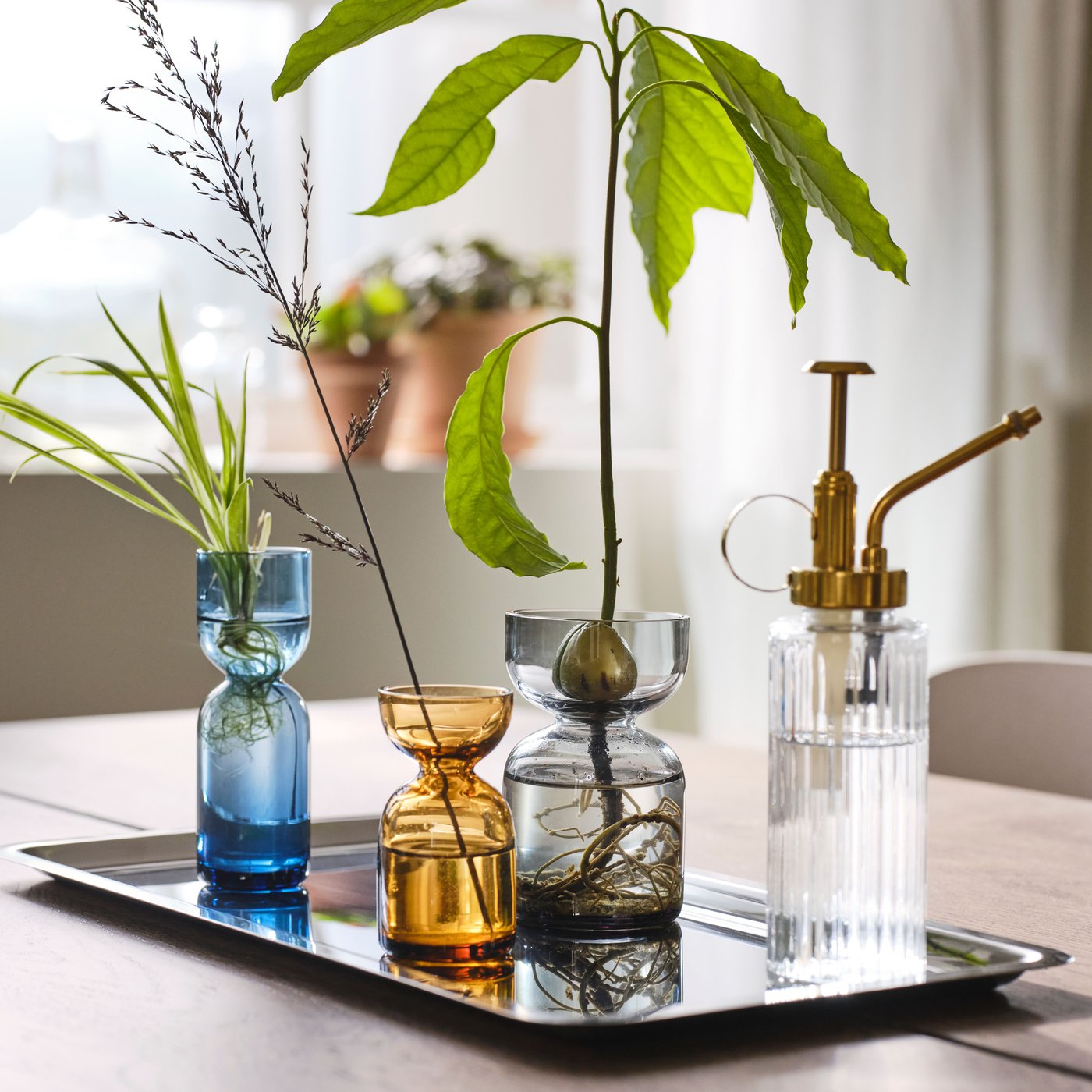 A stainless steel DAKSJUS tray