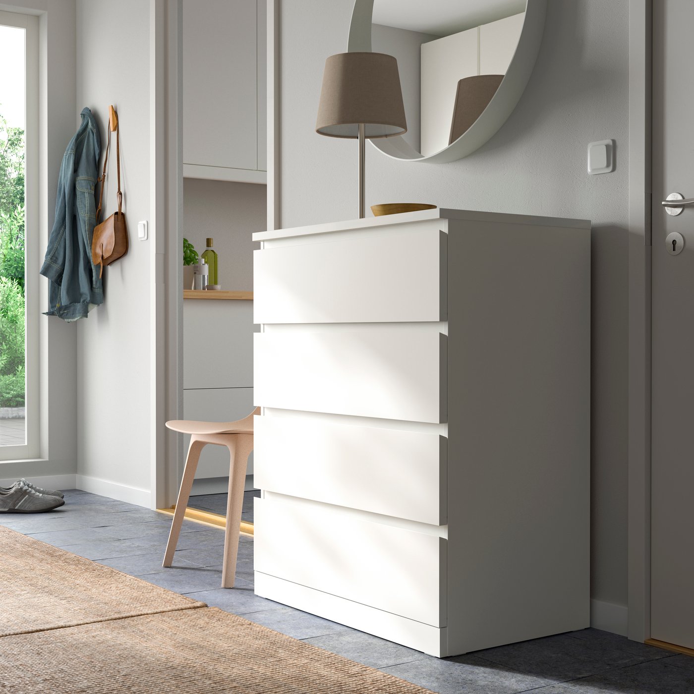 Bel MALM predalnik s 4 predali