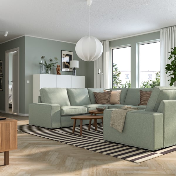 A Gunnared light green KIVIK u-shaped sofa, 6 seat