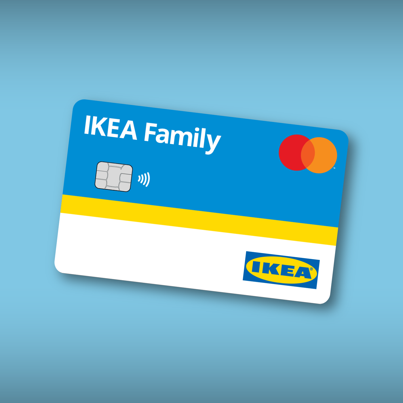 IKEA Family credit card on a light blue background