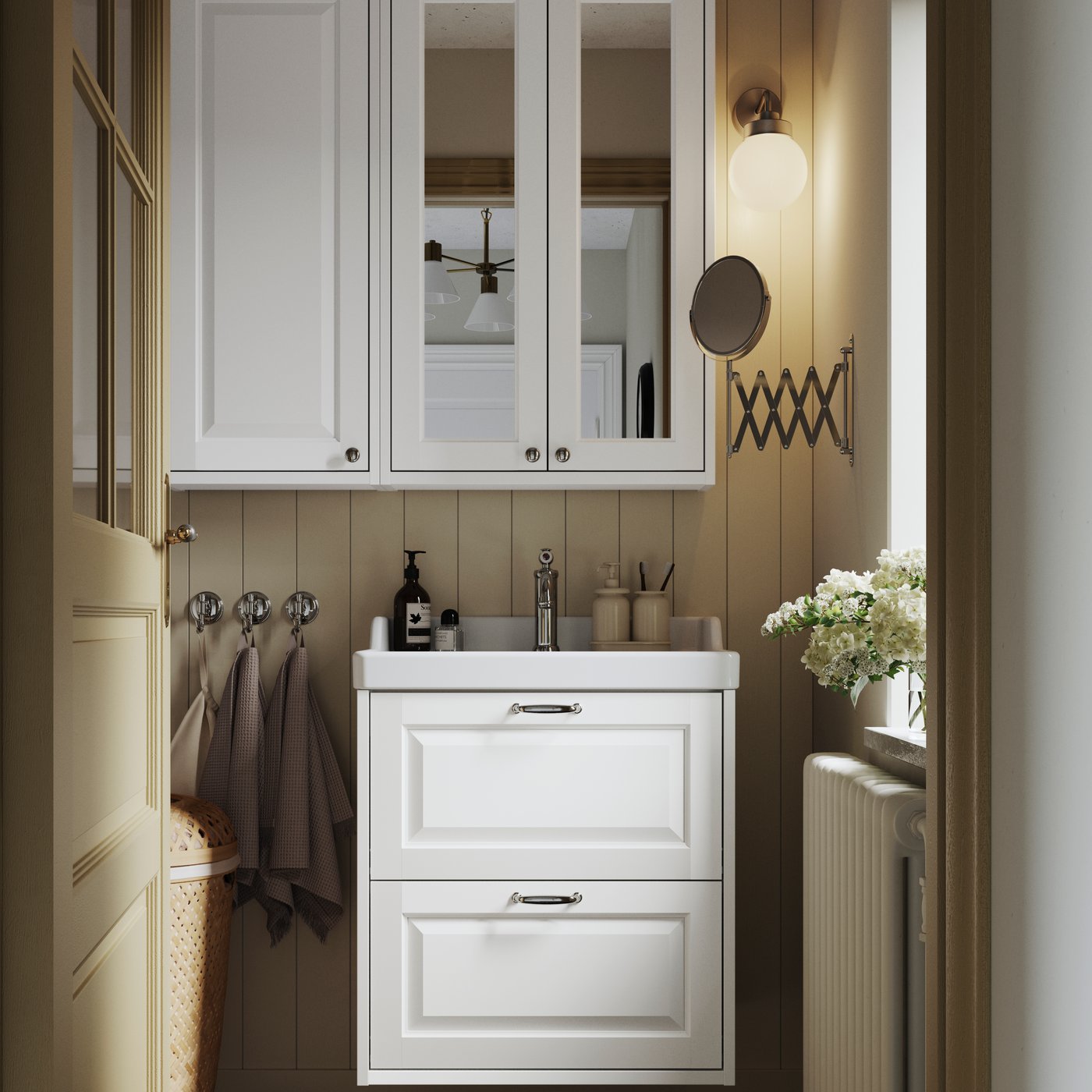 A chrome-plated BALUNGEN hook in the bathroom