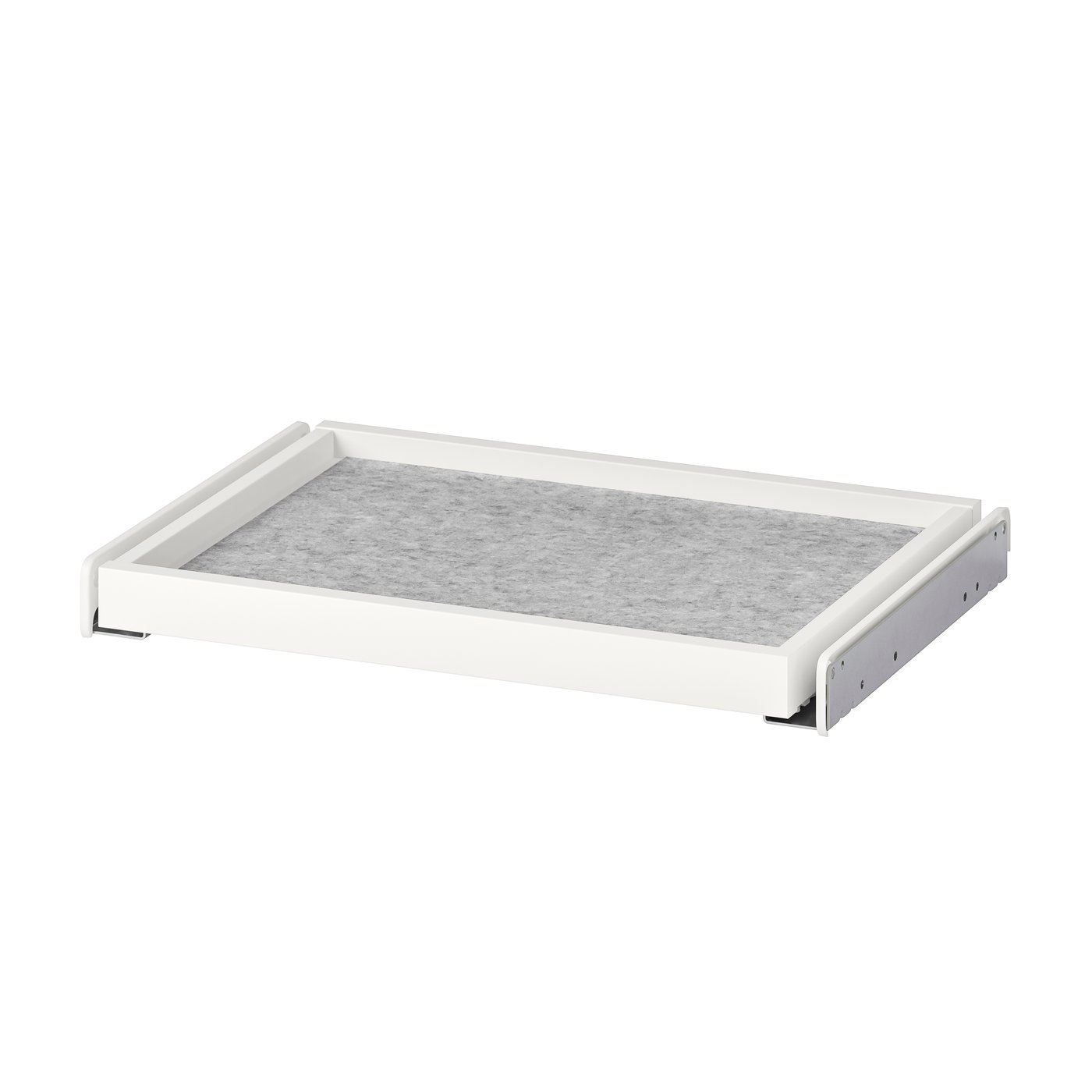 IKEA KOMPLEMENT utdragbart hyllplan med lådmatta, vit/ljusgrå, 50x35 cm