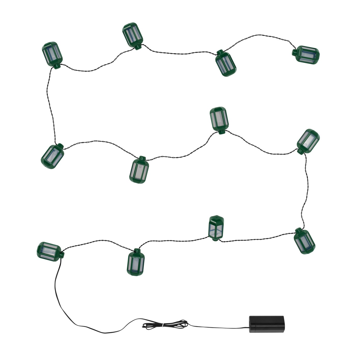 IKEA GOKVÄLLÅ LED ljusslinga med 12 ljus, batteridriven utomhus/lykta grön