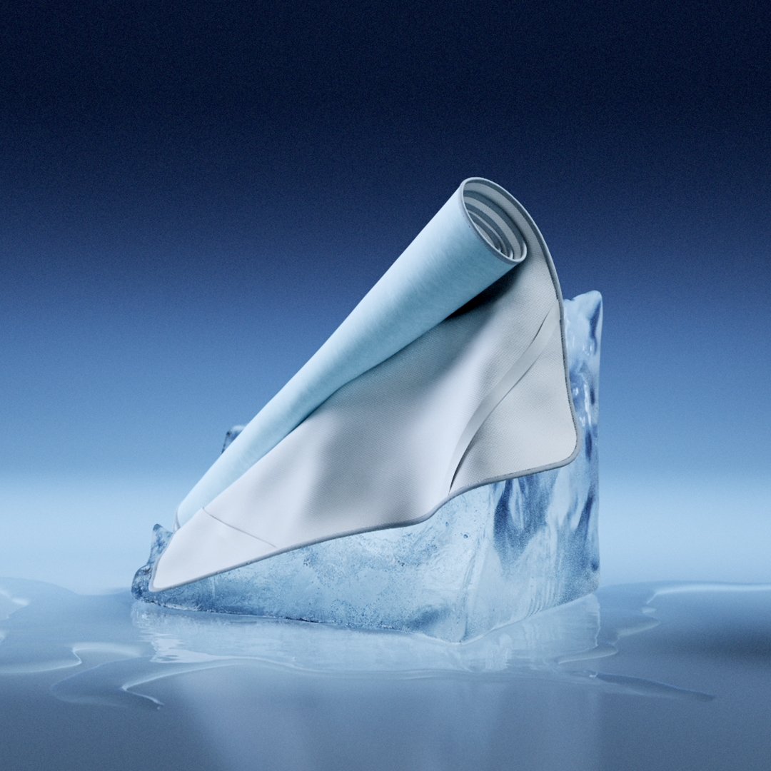 Ein Matratzenschoner auf einem Eiswürfel.