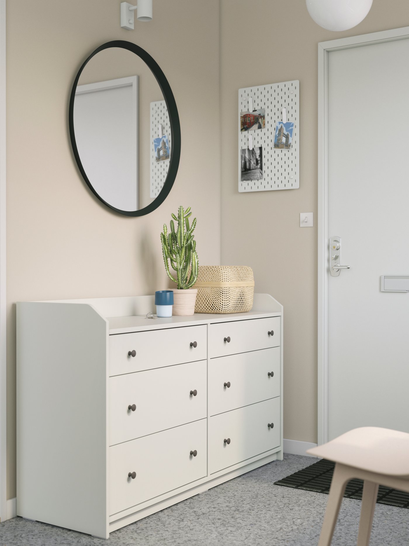 A white HAUGA chest of 6 drawers