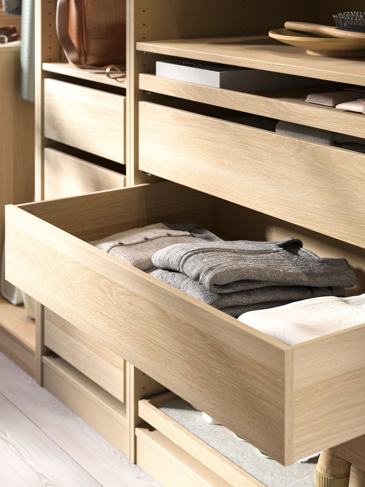 Szuflada KOMPLEMENT z efektem białego bejcowanego dębu