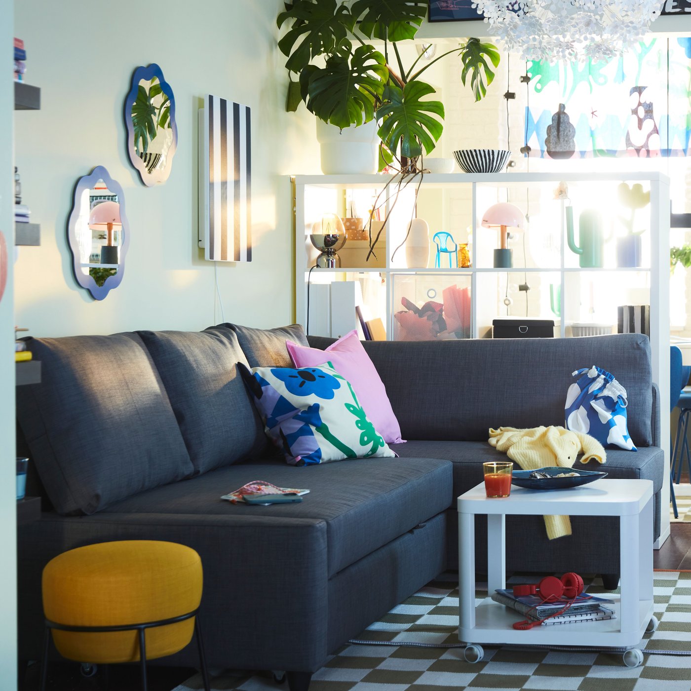 A white TINGBY side table on castors in the living room