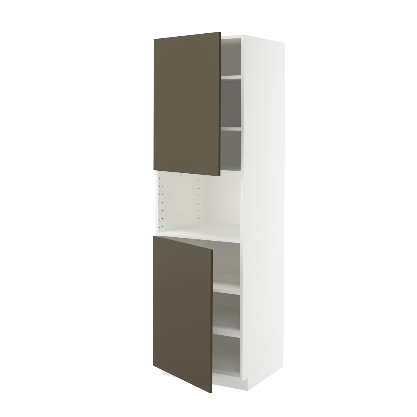 IKEA METOD högskåp f mikro m 2 dörrar/hyllplan, vit/havstorp brun-beige, 60x60x200 cm