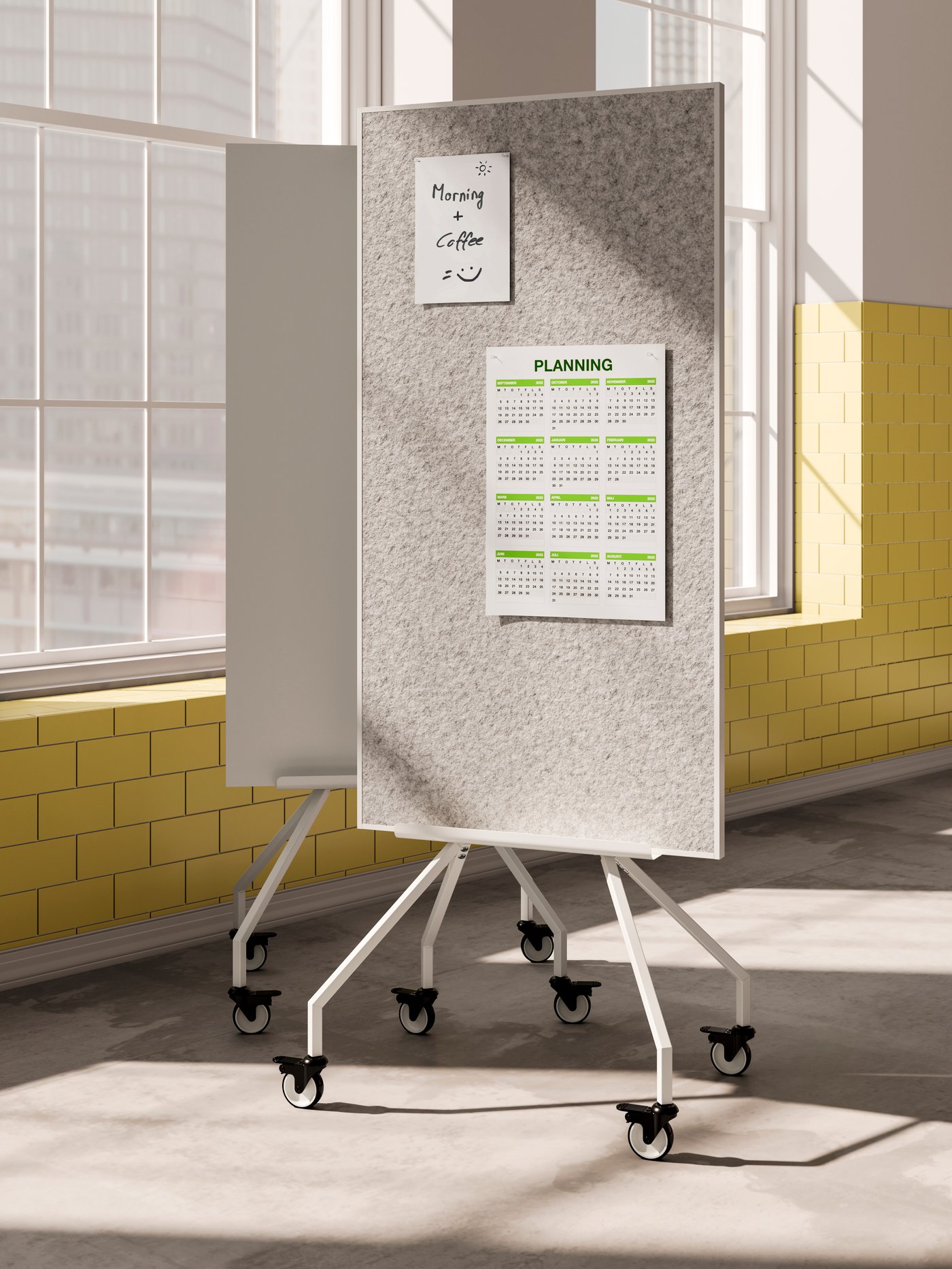 לוח לבן/לוח מודעות ELLOVEN עם גלגלים