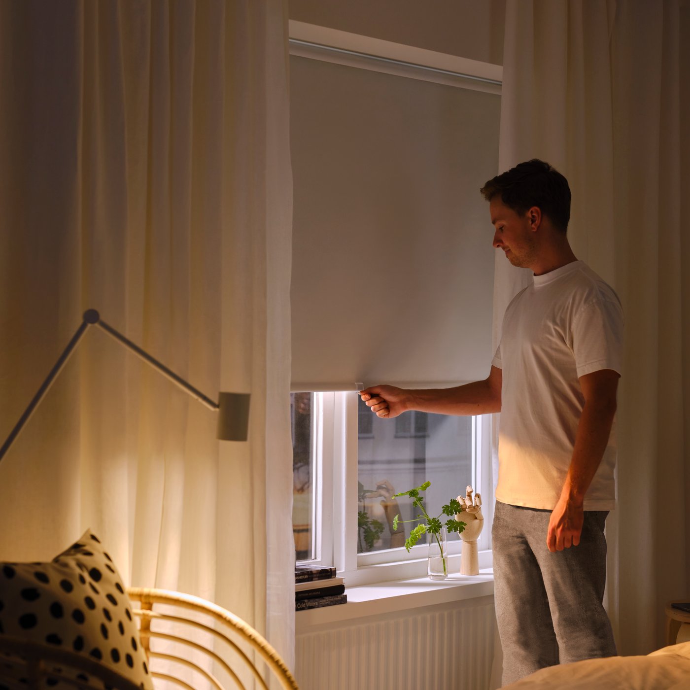 A white FÖNSTERBLAD block-out roller blind