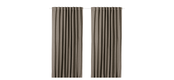 A dark grey-beige/with heading tape VILBORG room darkening curtains, 1 pair