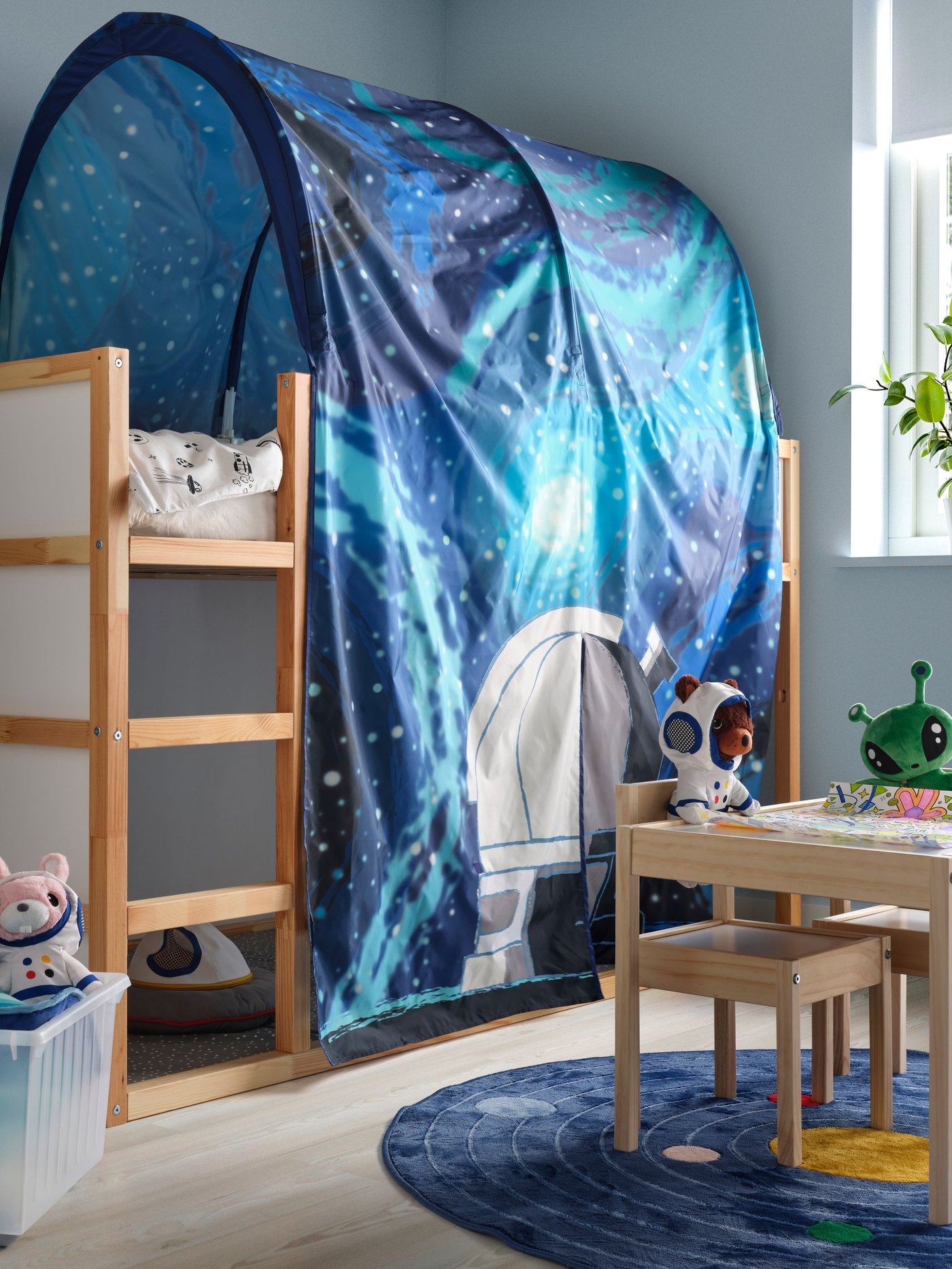 A space/blue KURA bed tent