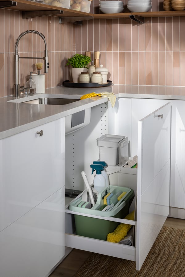 A stainless steel colour VIMMERN kitchen mixer tap/handspray