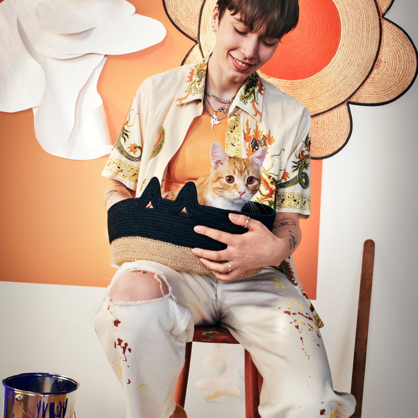 A black/natural MÄVINN basket