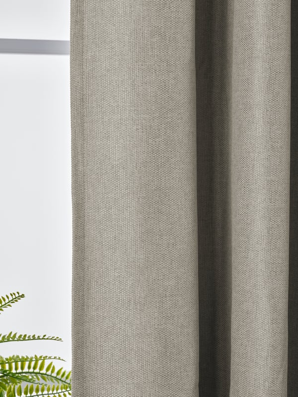 A light grey/with heading tape ANNAKAJSA room darkening curtains, 1 pair
