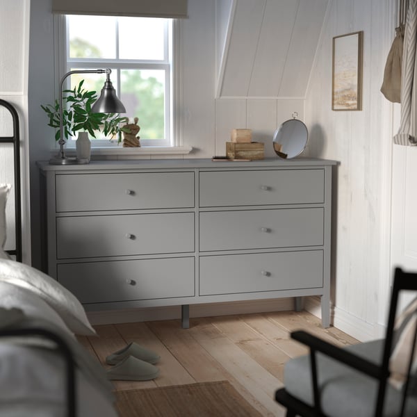 A grey/anchor/unlock-function GULLABERG chest of 6 drawers