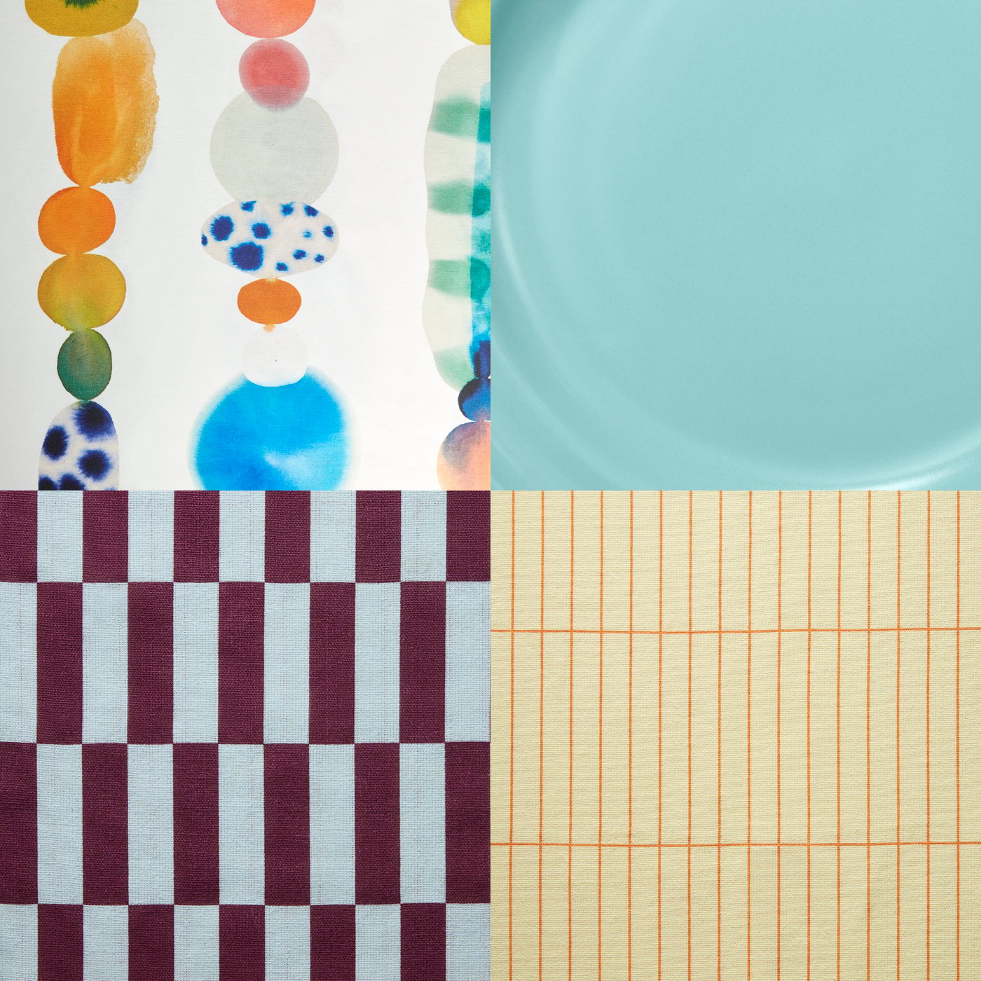 A multicolour/patterned SPJUTLILJA tea towel in the dining room