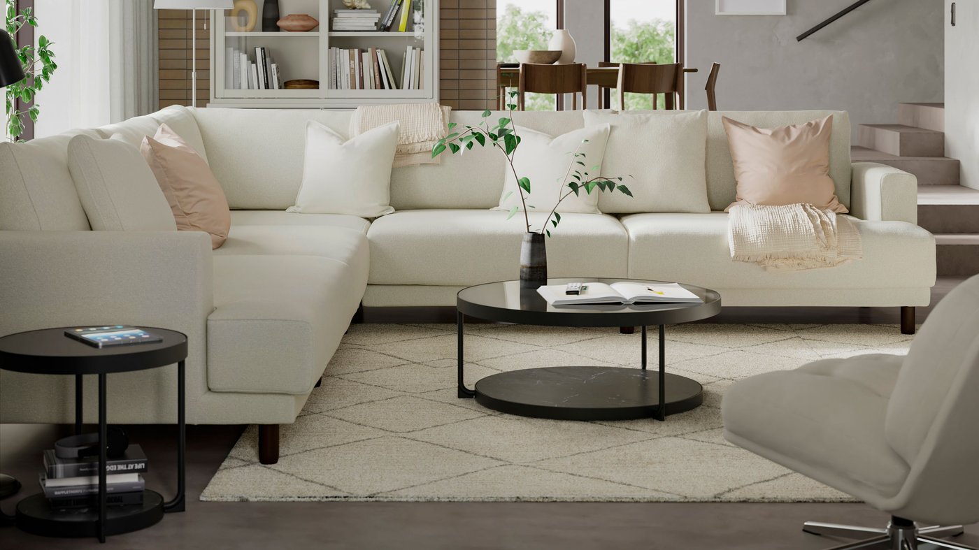 An Axvall off-white UPPÅKRA modular corner sofa, 6 seat in the living room