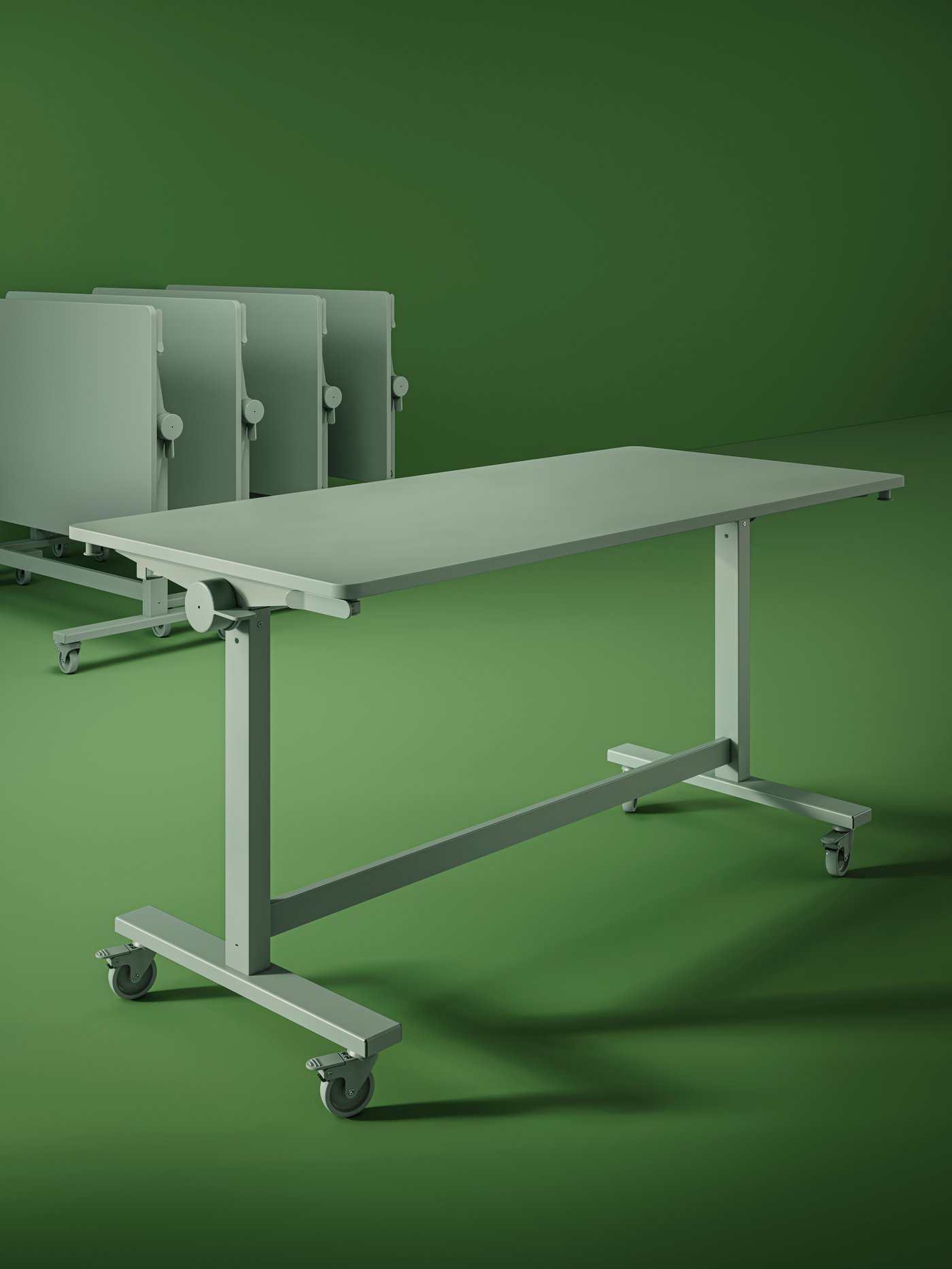 A green MITTZON foldable table with castors