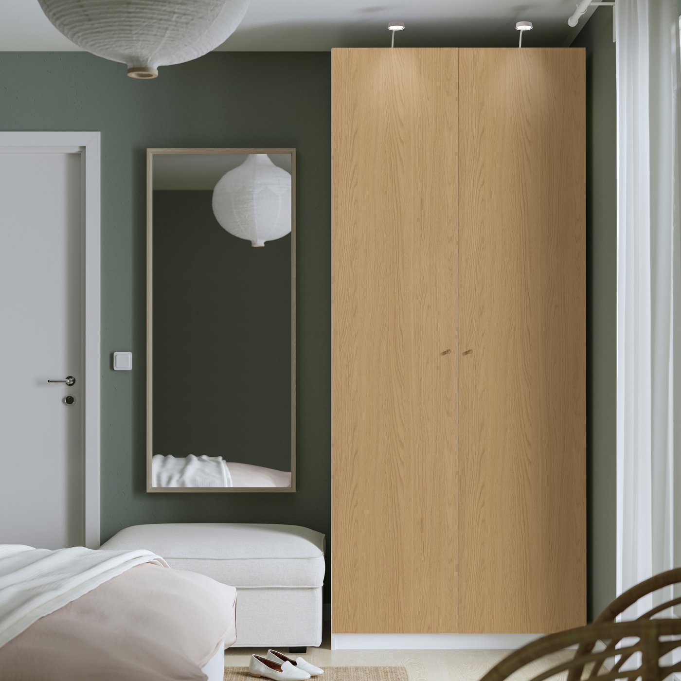 IKEA PAX / STORKLINTA garderobskombination, vit/ekmönstrad, 100x60x236 cm