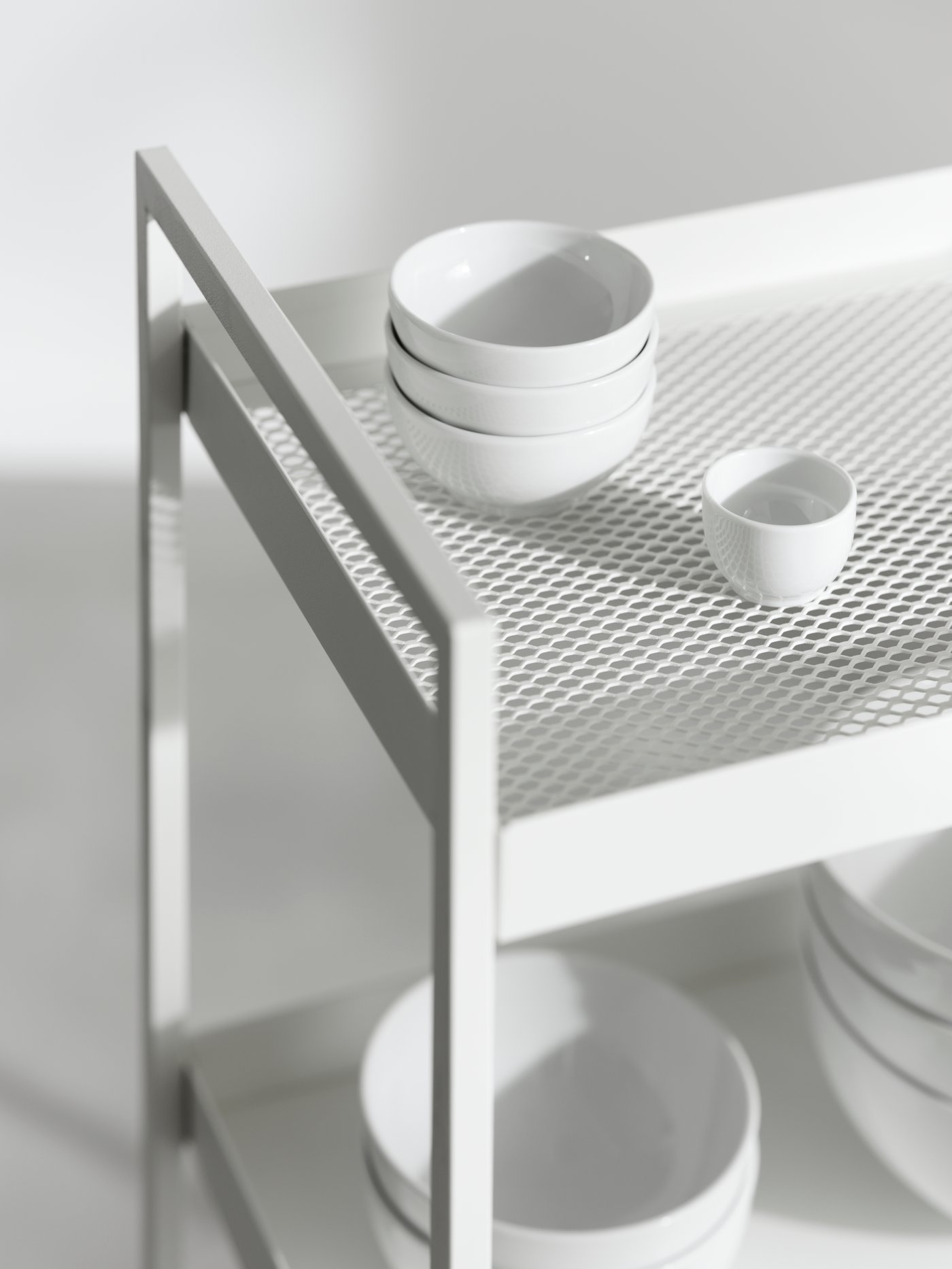 A rounded sides white IKEA 365+ bowl in the dining room