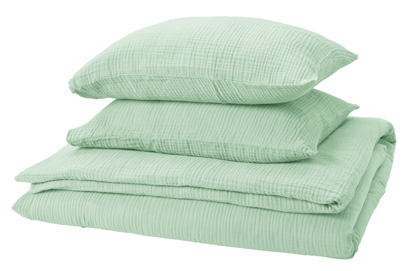 IKEA SCHERSMIN påslakan 2 örngott, blekgrön, 240x220/50x60 cm