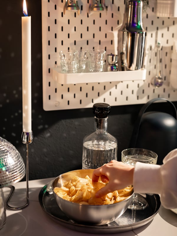 A stainless steel/wood LUFTTÄT 3-piece bar set