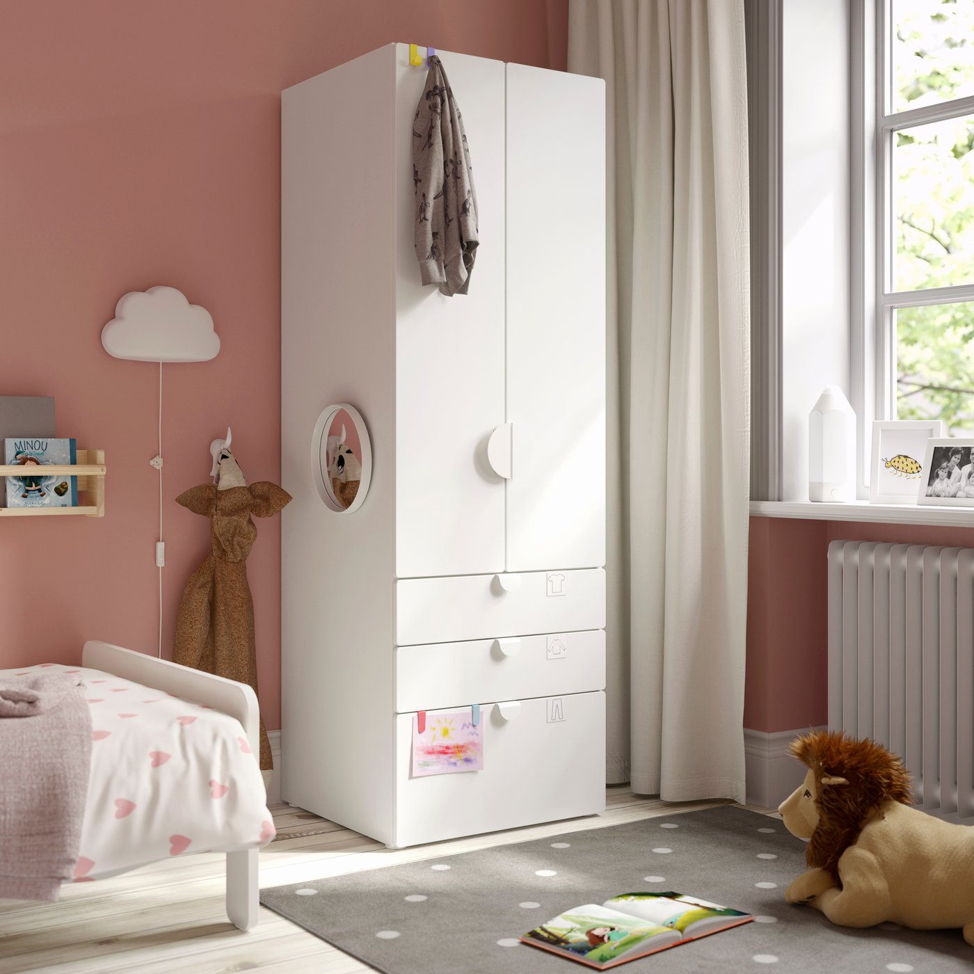 A white white/with 3 drawers PLATSA wardrobe