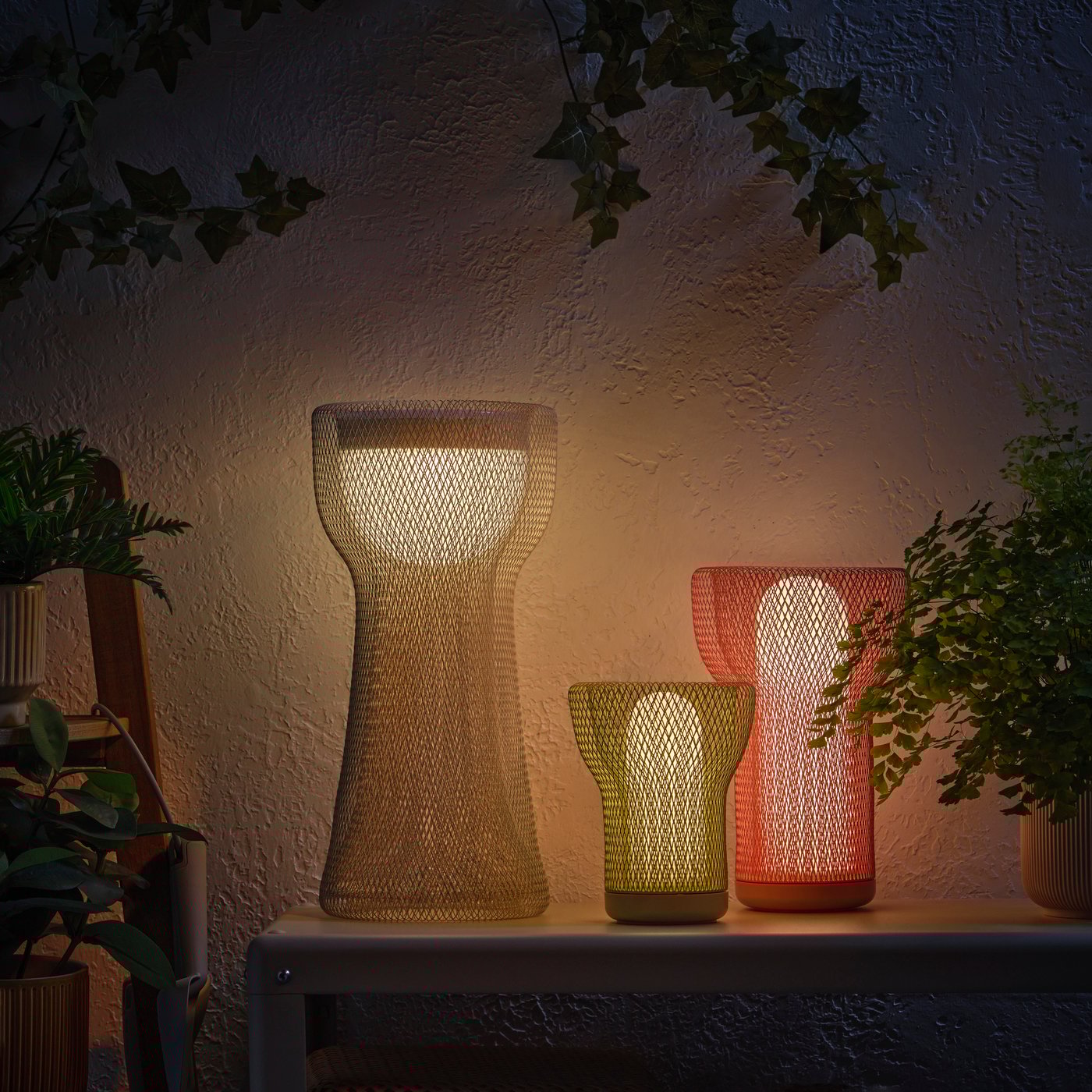 A solar-powered/mesh beige SOLVINDEN LED decoration lighting, floor