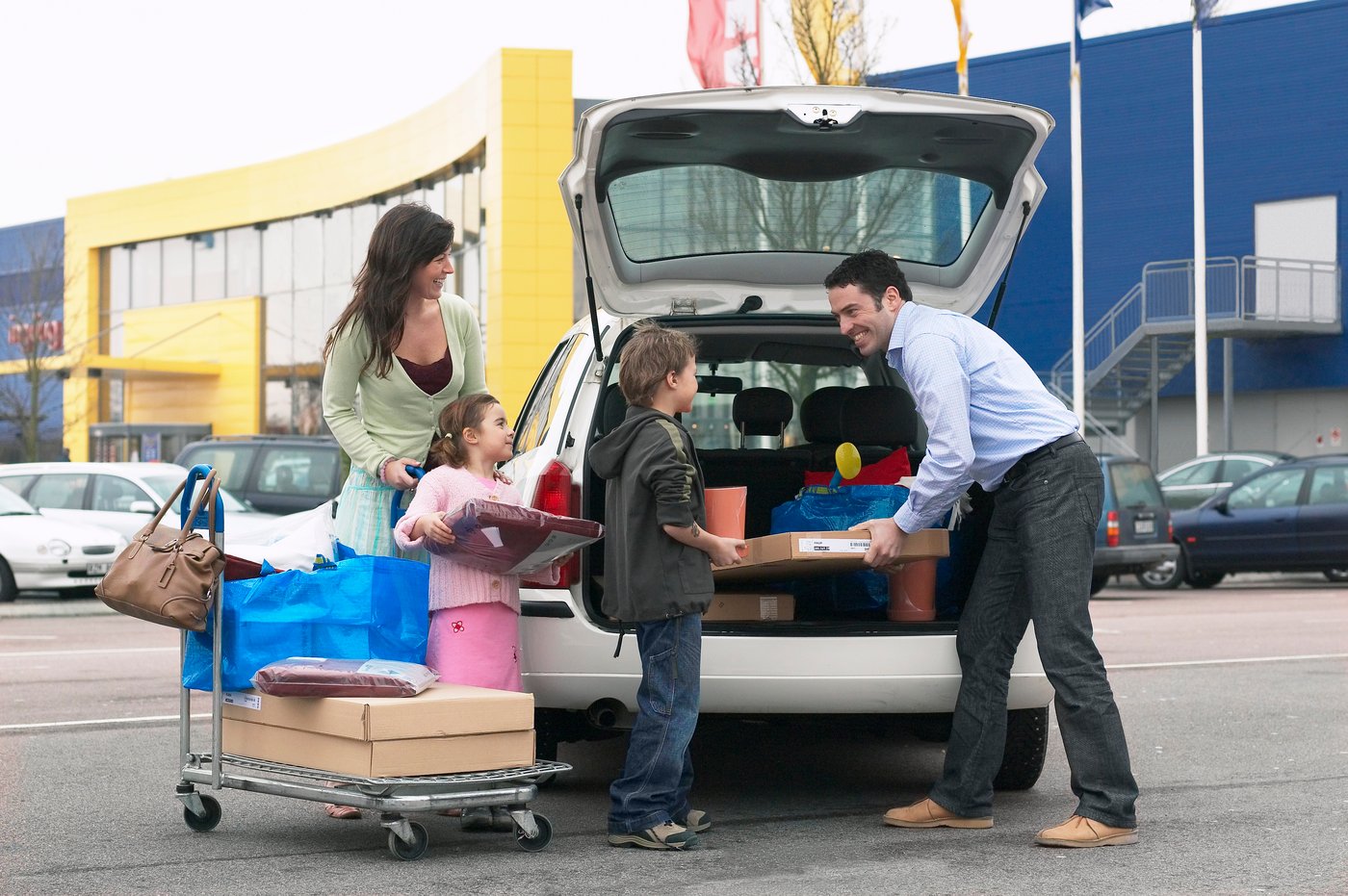 Person putting large parcel into van
