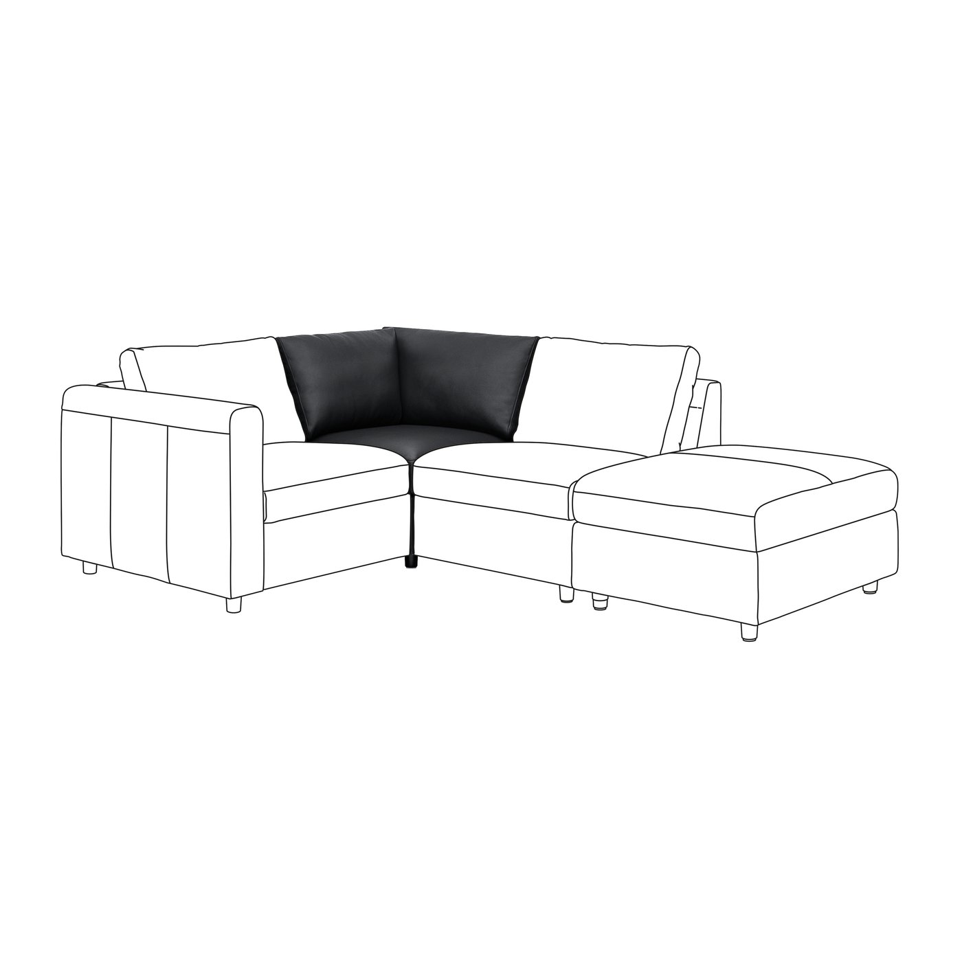 IKEA VIMLE hörnsektion, grann/bomstad svart