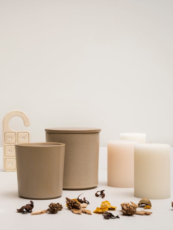 A Jasmine/pink LUGNARE scented pillar candle
