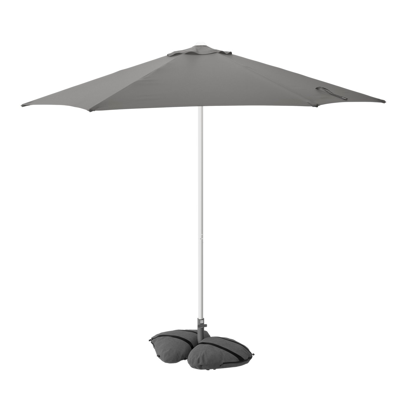 IKEA HÖGÖN / IGGÖN parasoll med fot, grå/mörkgrå, 270 cm