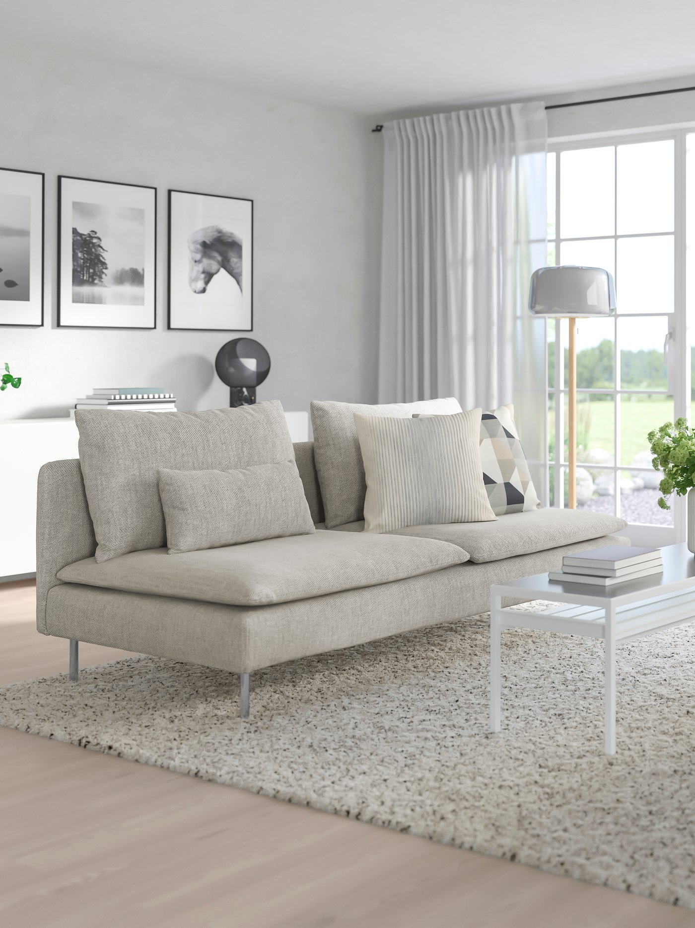 A Viarp beige/brown SÖDERHAMN 3-seat section