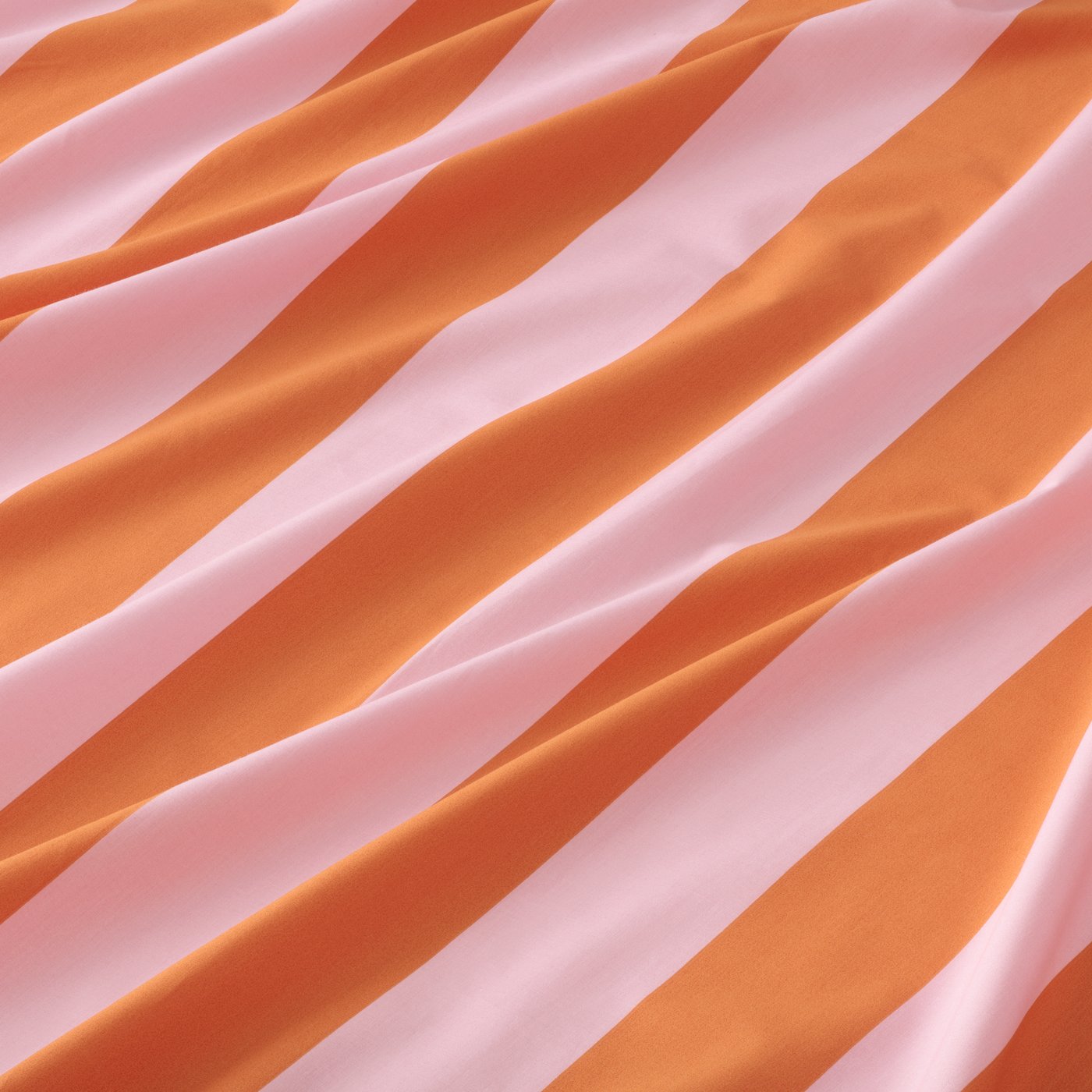 An orange/pink/stripe SLÅNHÖSTMAL flat sheet and 2 pillowcase