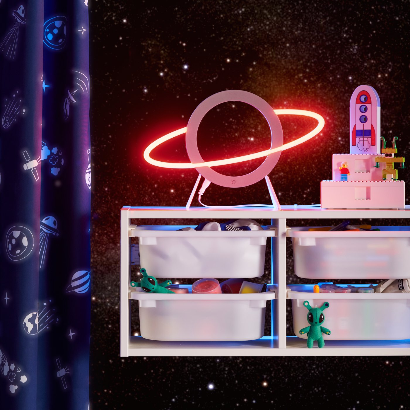 A planet shape multicolour AFTONSPARV LED decoration lighting