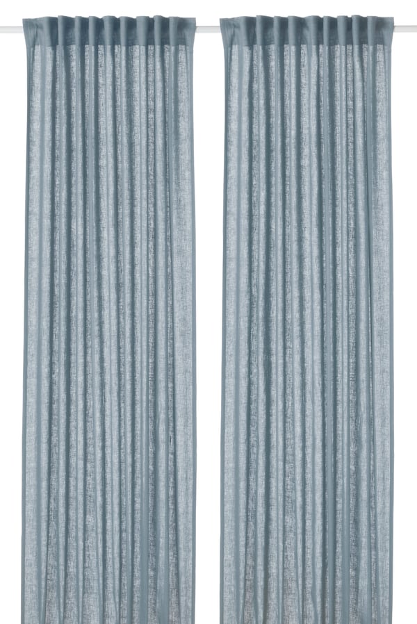 A grey-blue/with heading tape DYTÅG curtains, 1 pair in the NA
