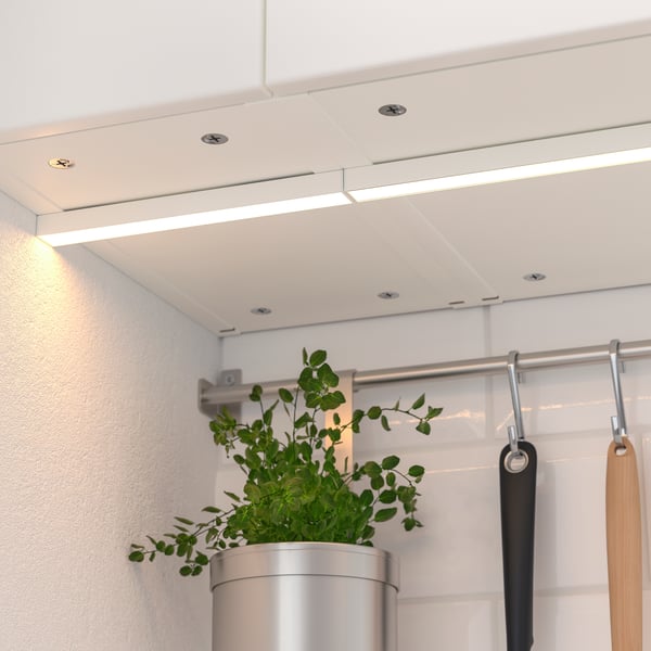 A dimmable white MITTLED LED kitchen worktop lighting strip