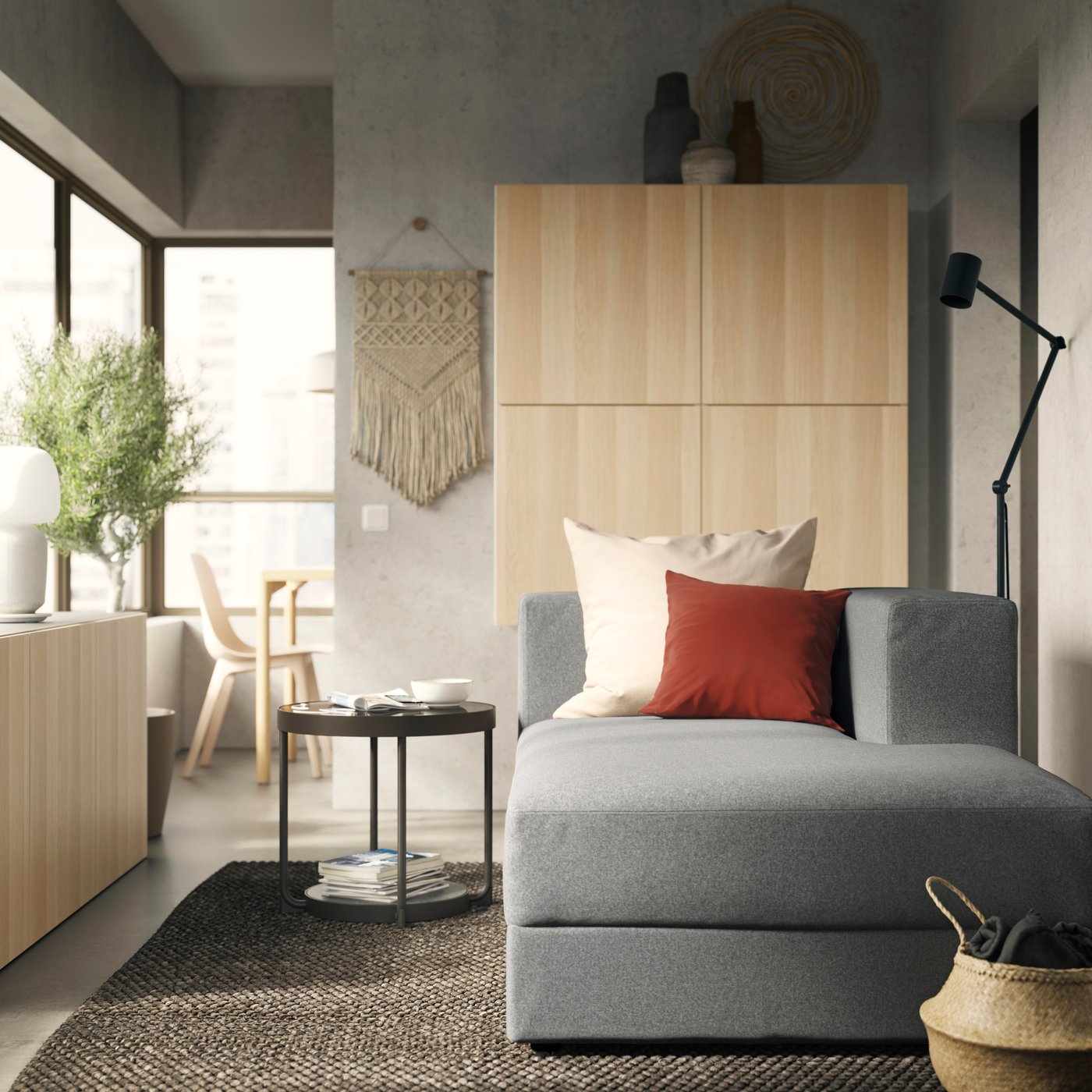 A with armrest/Tonerud grey JÄTTEBO chaise longue module, right