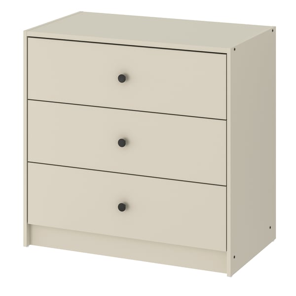 A light beige GURSKEN chest of 3 drawers