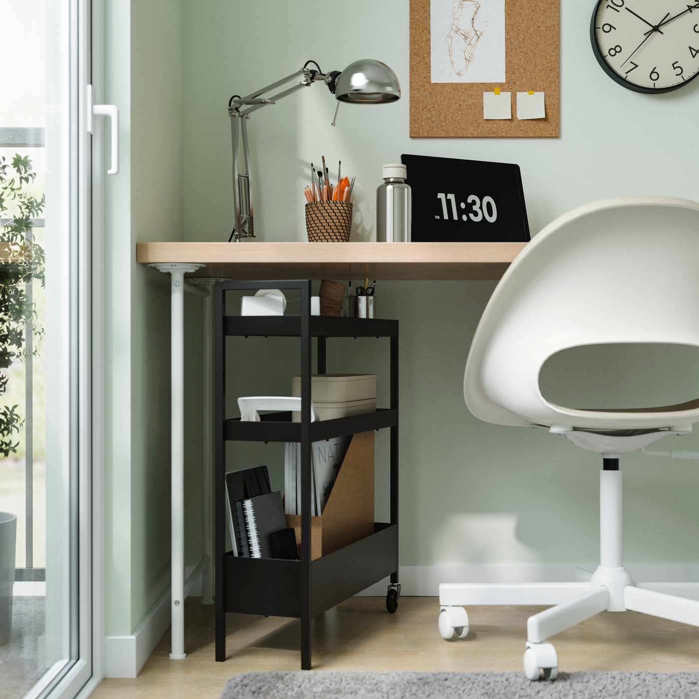 A black NISSAFORS trolley in the home office
