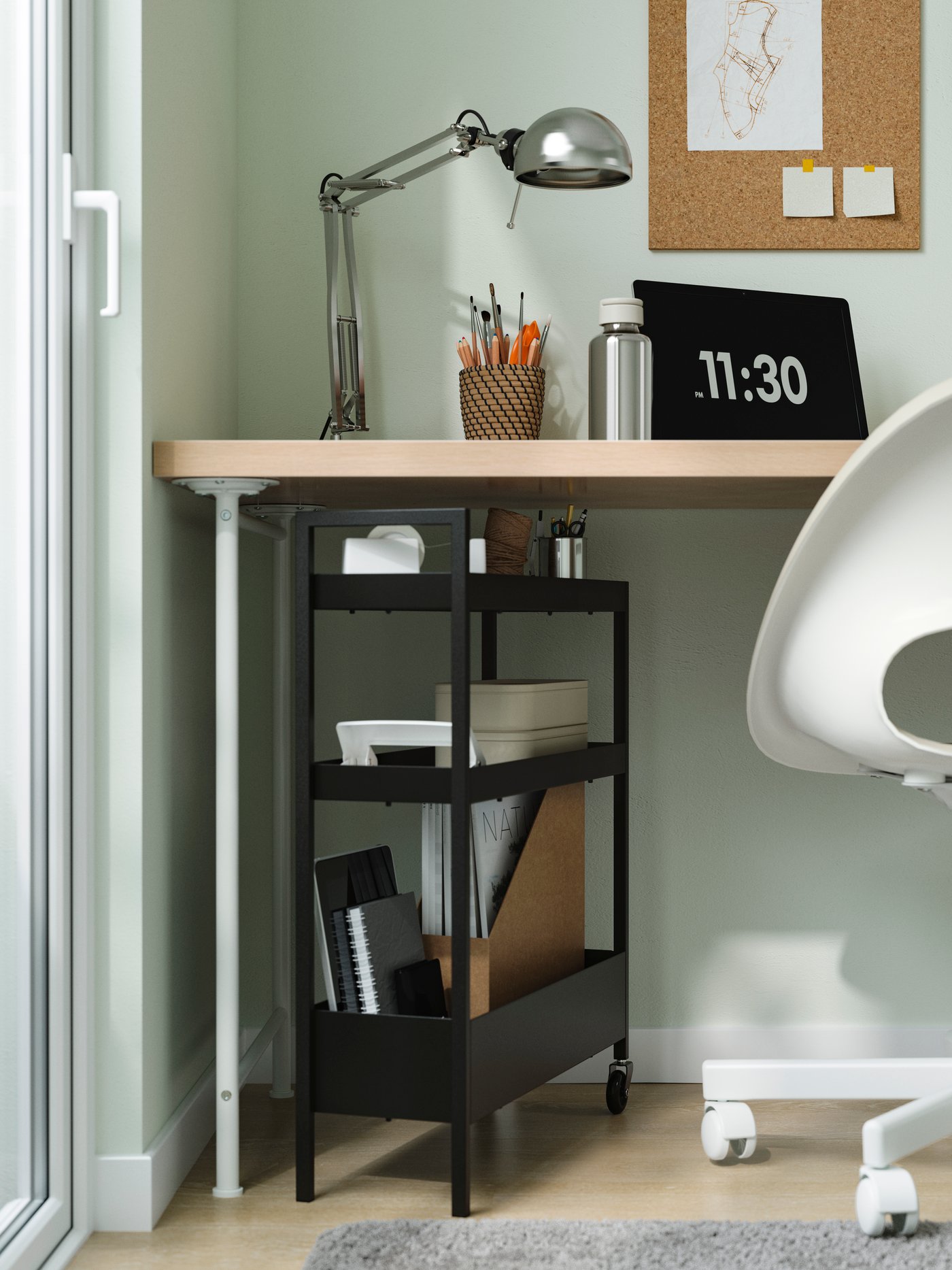 A black NISSAFORS trolley in the home office