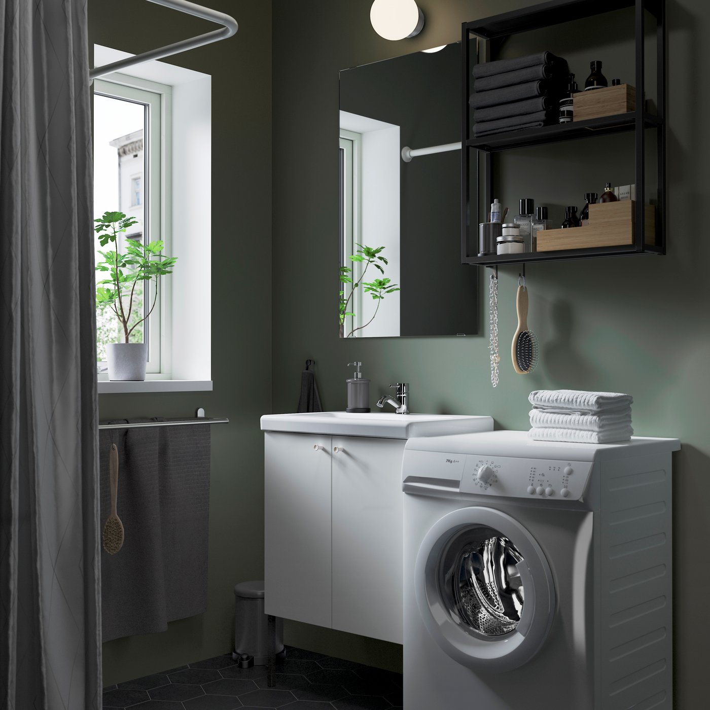 IKEA ENHET badrum, antracit/vit, 64x43x87 cm