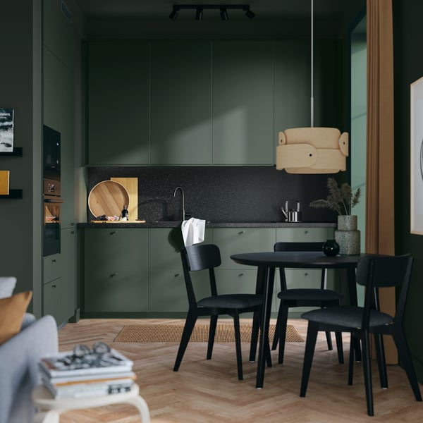 A deep green HAVSTORP door