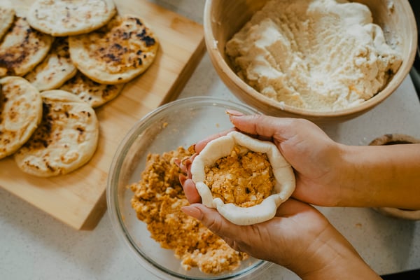 Pupusas being prepared