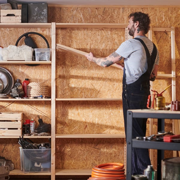 A pine IVAR shelving unit in the NA