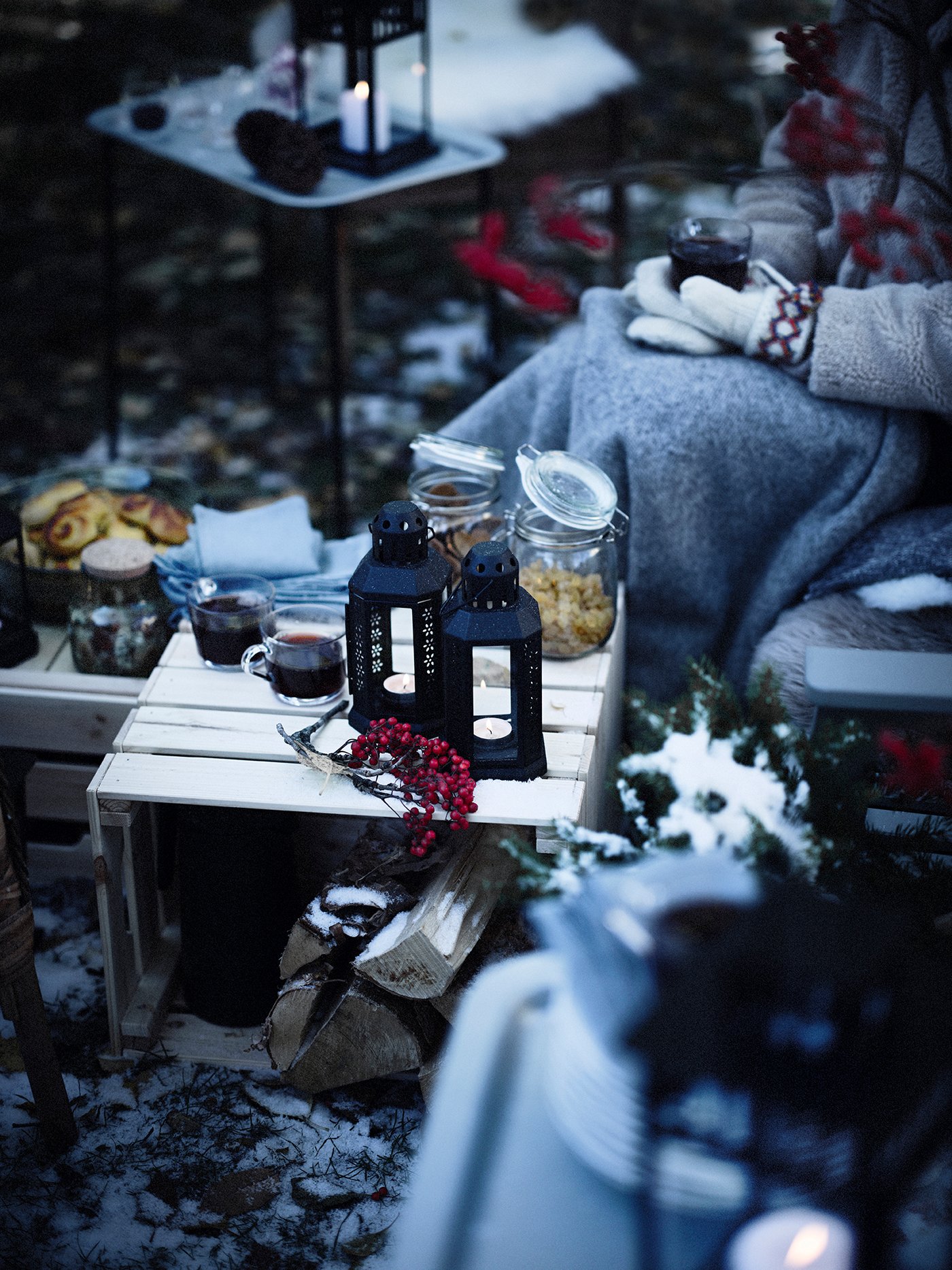 A clear glass IKEA 365+ mug