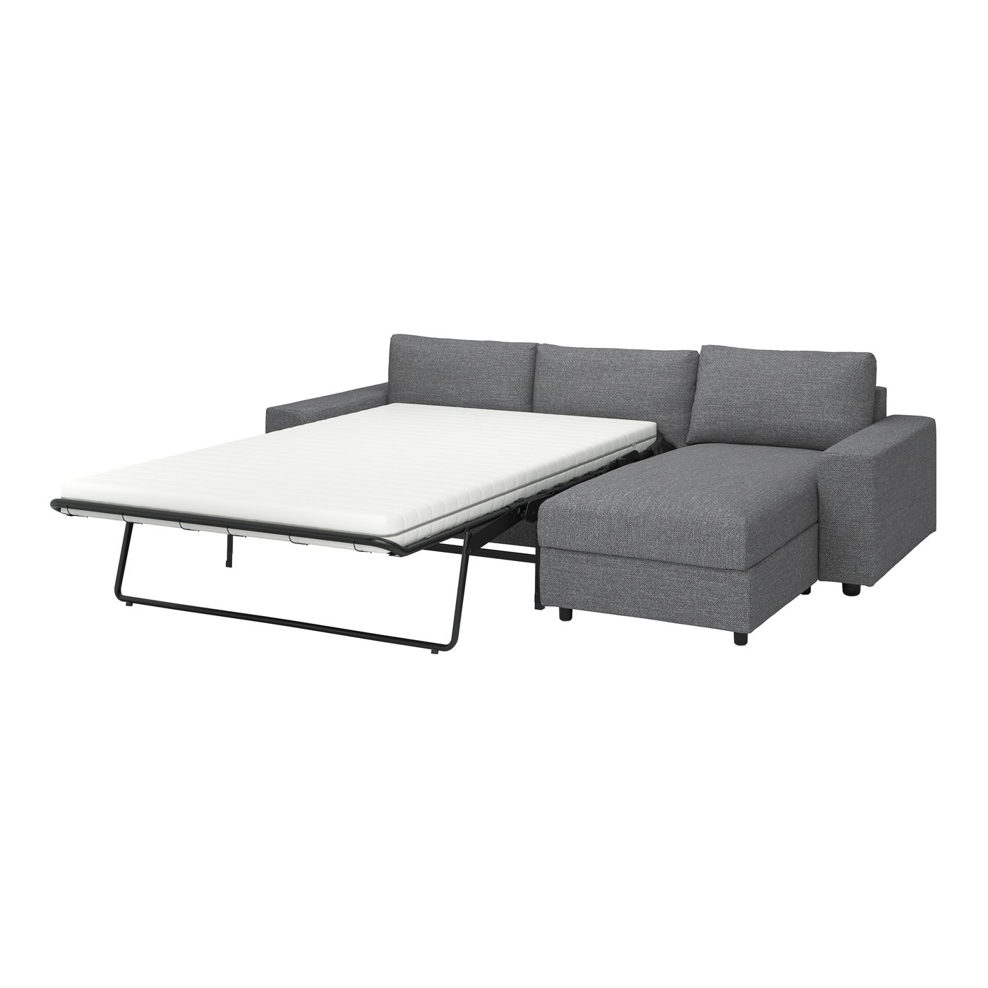 IKEA VIMLE klädsel 3-sits bäddsoffa m schäslng, med breda armstöd/lejde grå/svart